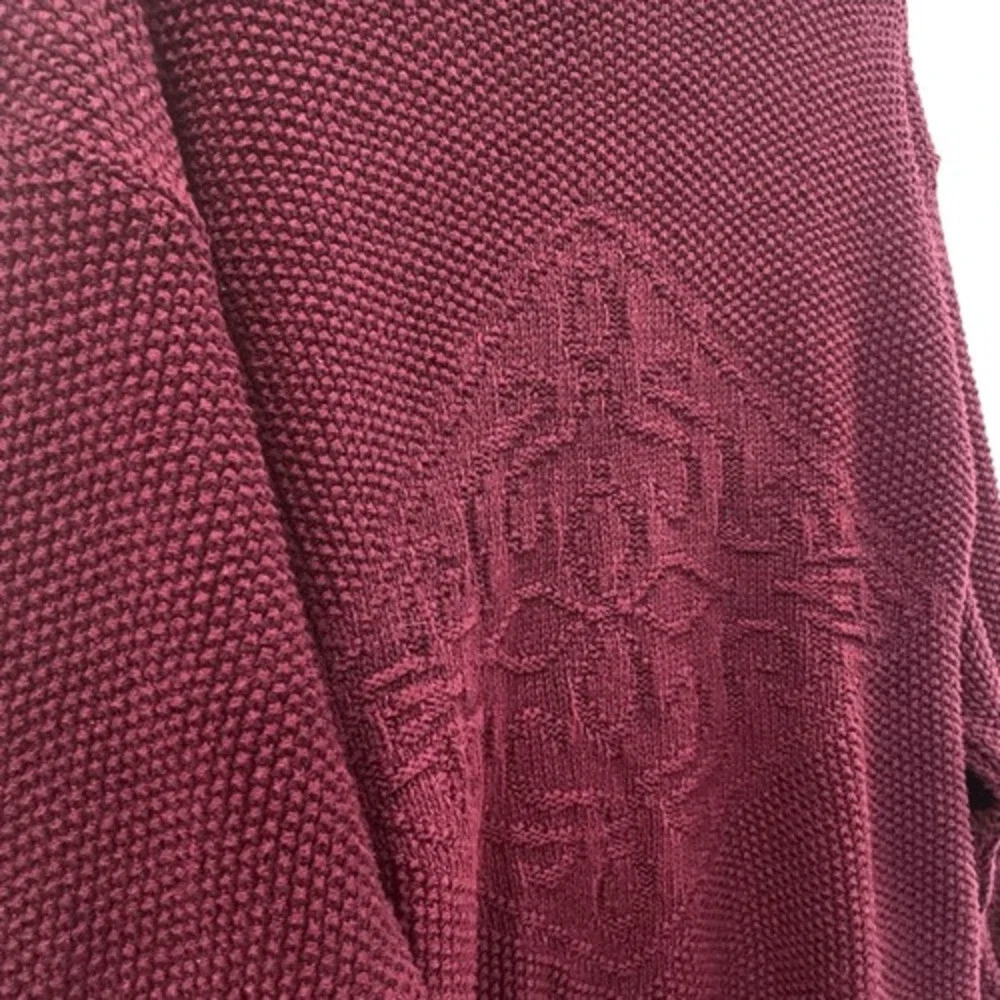 Vintage Hunt Club Maroon Knit Mock Neck‎ Oversized Pullover Fisherman Sweater PS